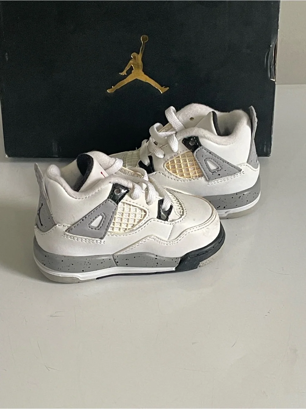 Nike Air Jordan 4 Retro Cement Grey White TD Toddler Sneakers 4C New